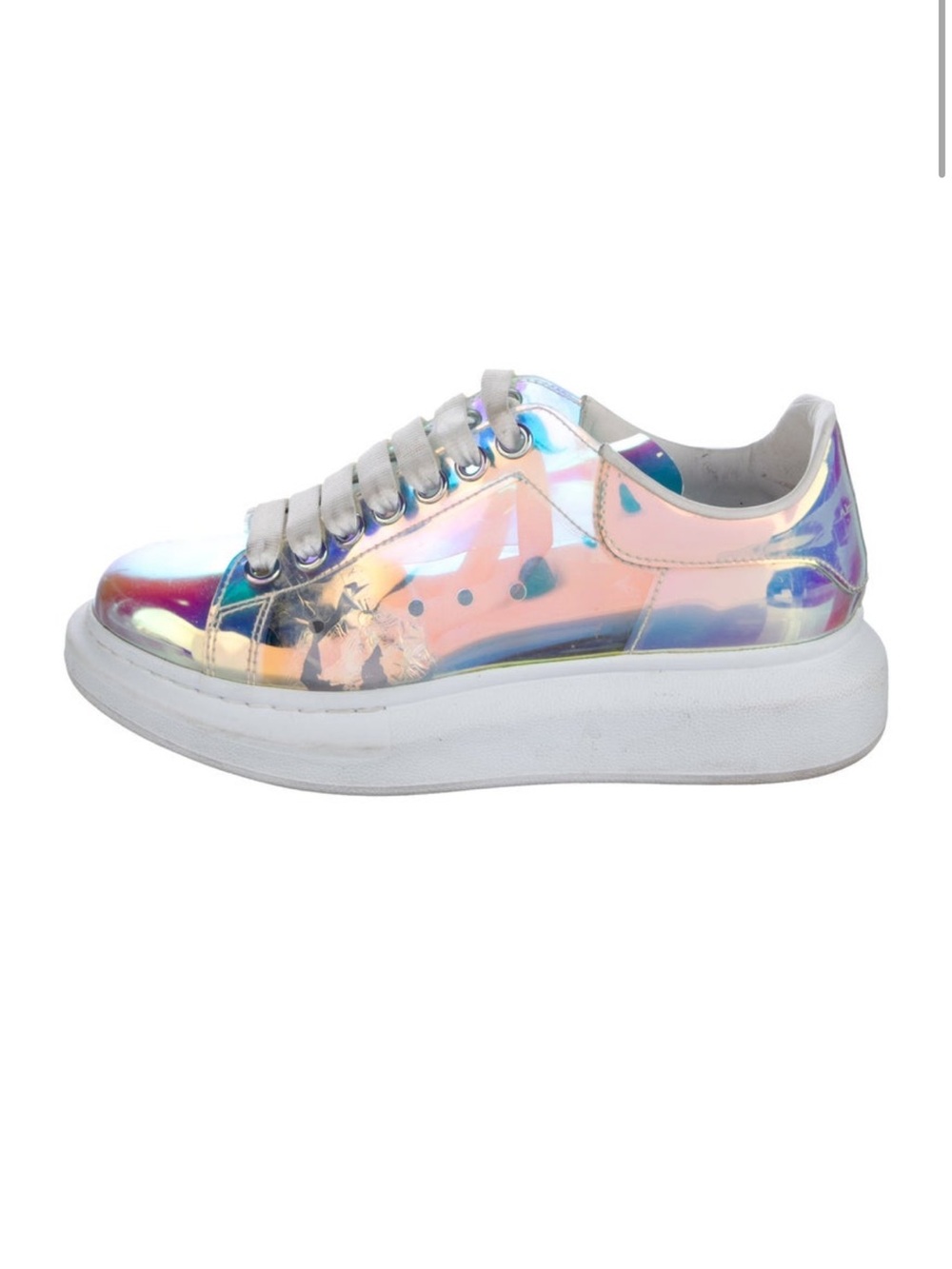 Alexander McQueen Iridescent Holographic Multicolor Platform Sneakers - Women